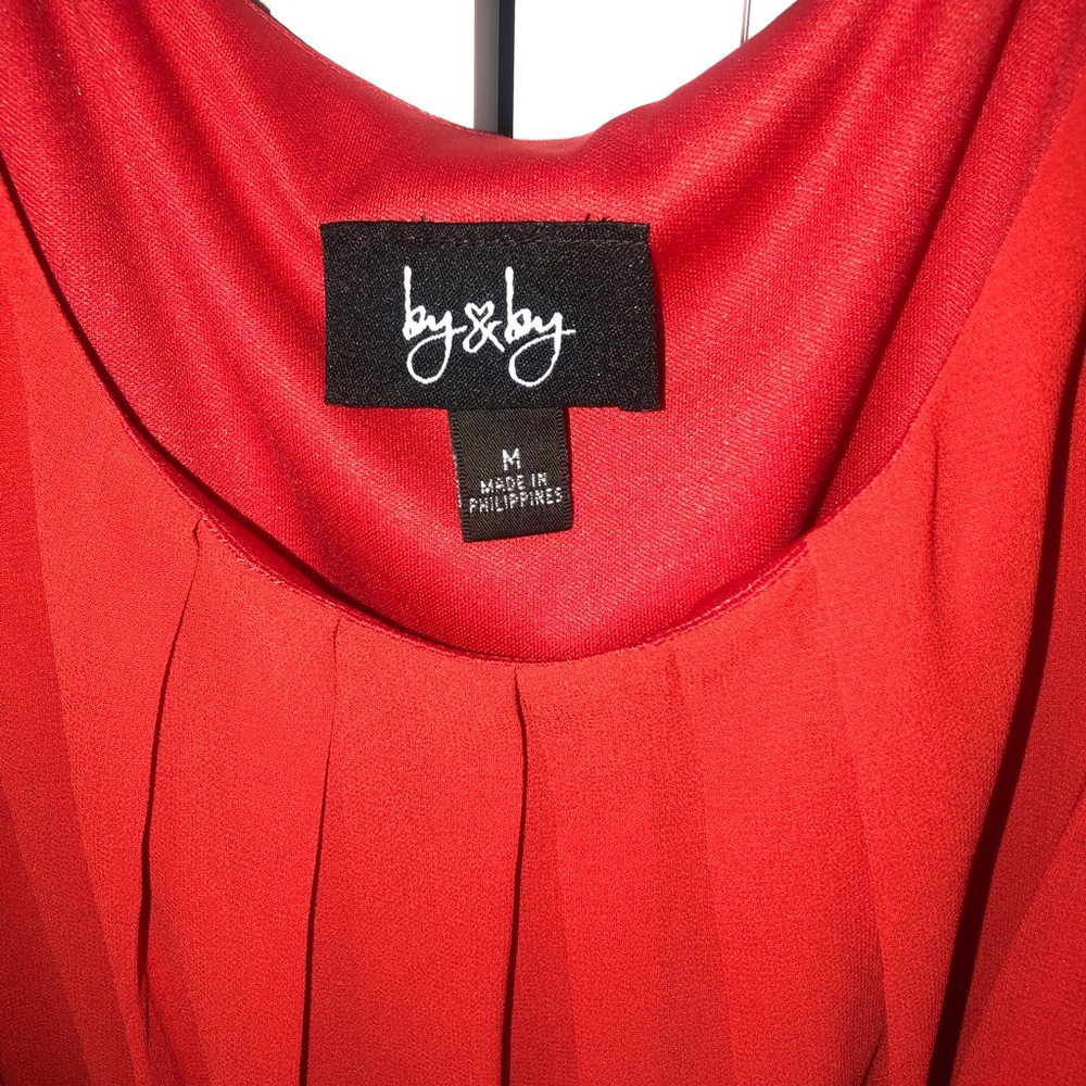 Business / Casual Red Flow Dress w/ Belt - Picture 4 of 7